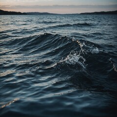 Fototapeta premium The setting sun paints the sky with vibrant colors, reflecting off the calm ocean waters below