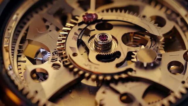 Close-up of Intricate Watch Gear Showcasing Precision Generative AI