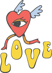 Mystical spiritual heart tattoo design