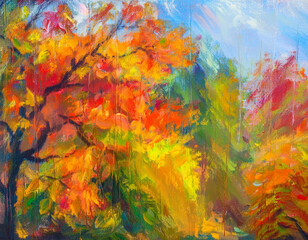 Blurred Autumn Colors Frosted Window View of Distant Foliage in Soft Focus