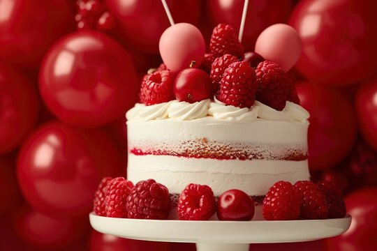 Mmm Cream Scene With A Delicious Cake, Ready To Be Enjoyed At The Birthday Party