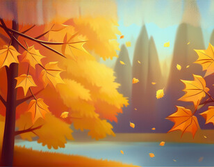 Blurred Autumn Colors Frosted Window View of Distant Foliage in Soft Focus