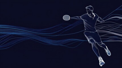 dynamic table tennis player silhouette fluid motion minimal line art style