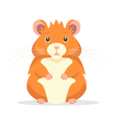 Cute sitting Hamster icon front view. Happy home animal. Hamster pet. Vector illustration isolated on white background.