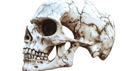 A terrifying mask with exposed jawbones, Halloween costume accessory, realistic style, muted colors, isolated on white background