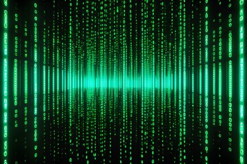 A green screen with a series of numbers and letters