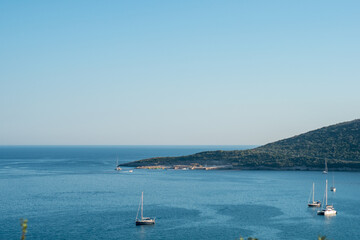 Nautical and coast paradise on a sunny summer day in Montenegro on Adriatic Sea. 