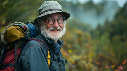 Senior man on a hiking trip