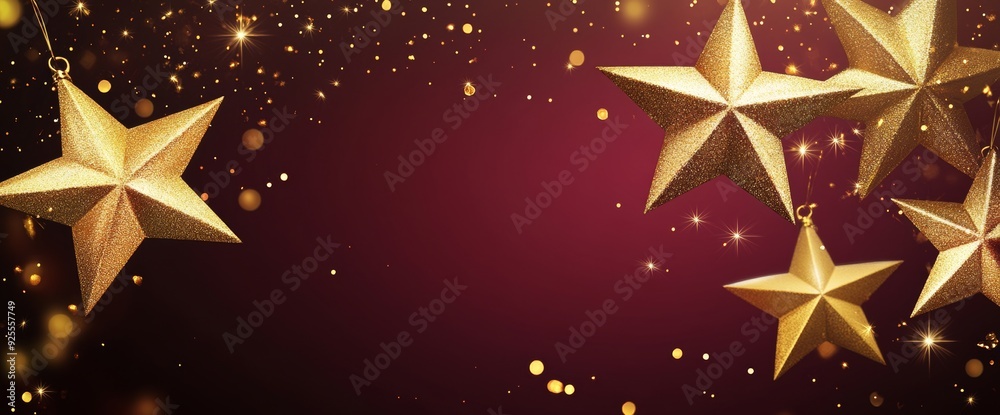 Wall mural purple background with gold stars