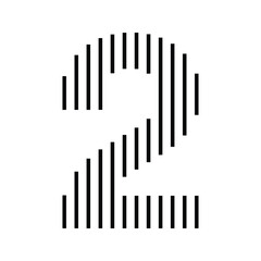 Number 2 with Abstract Line Pattern