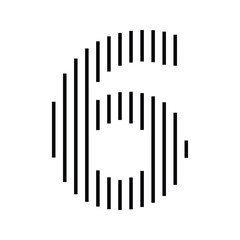 Number 6 with Abstract Line Pattern