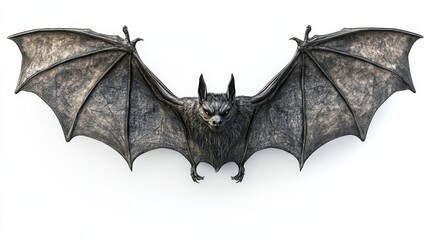 A vampire bat with outstretched wings, Halloween party mask design, detailed 3D rendering, dark gothic style, isolated on white background