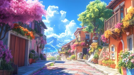 Obraz premium Vibrant and Colorful 3D Rendered Anime Inspired
