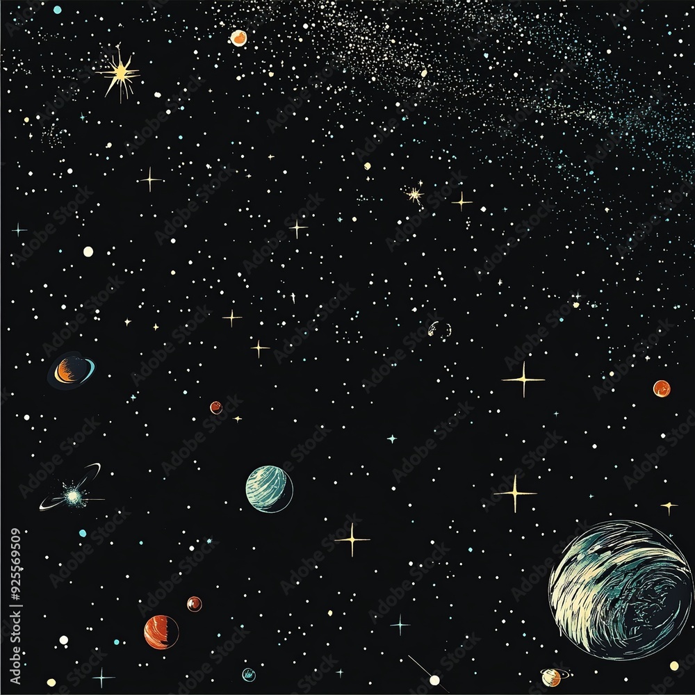 Fototapete Versatile background vector with diverse elements, suitable for a wide range of themes and designs. Ideal for adding text, graphics, or creative overlays