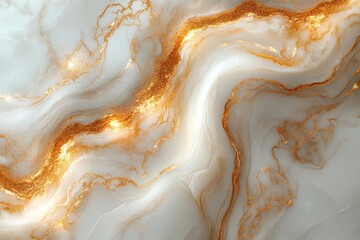Obraz premium seamless pattern of swirling white marble veins with hints of gold creating an elegant and luxurious texture on a soft ivory background