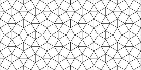 Seamless geometric pattern. Black and white abstract background with squares, triangles, lines.