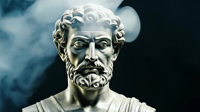 Statue of a generic philosopher of ancient Greece or Rome. Statue of Roman god or Greek god. Mythology. Stoicism. art, bust, roman, greece, rome, thinking, historical, figure, patience, thought