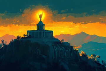 Fototapeta premium Angel Moroni Golden Guardian Mormonism LDS Church Religion Spiritual Symbol