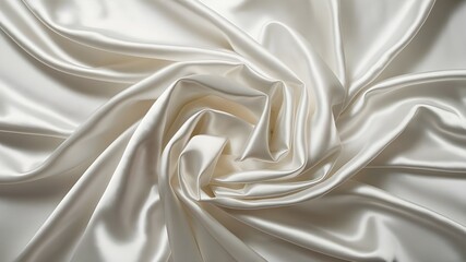 Fototapeta premium White rippled satin silk fabric. background texture