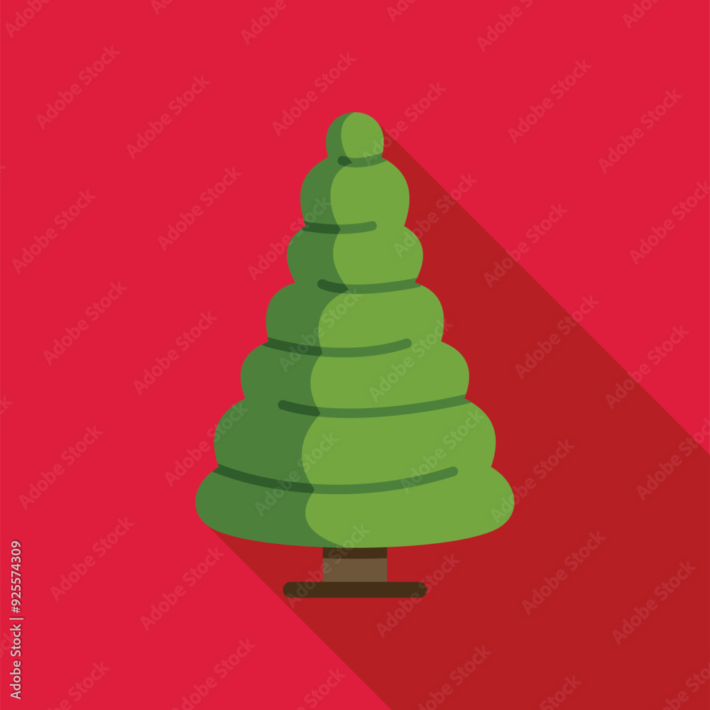 Sticker Simple stylized christmas tree illustration on red background, perfect for holiday projects