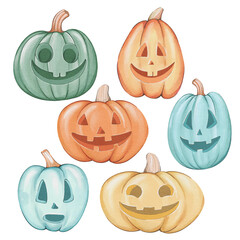 Illustration with Halloween pumpkins