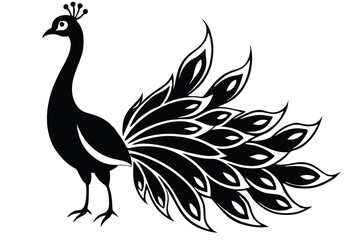 peacock style rangoli design vector silhouette 