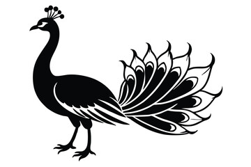 peacock style rangoli design vector silhouette 