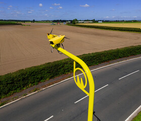 Aerial image of an average speed check camera on a rural road 50 mph speed limit