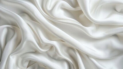 Fototapeta premium A close-up of a white cloth background with soft, rolling waves, forming a tranquil abstract design.