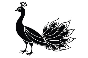 peacock style rangoli design vector silhouette 