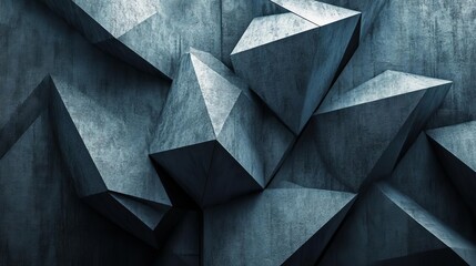 Fototapeta premium Abstract 3D geometric design with complex textures and a sleek, futuristic color palette, ideal for hightech presentation backgrounds