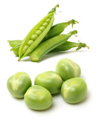 Fresh peas isolated on white background 