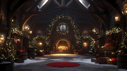 Fototapeta premium A cozy, festive interior decorated for a winter celebration.
