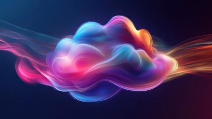 Obraz premium An abstract cloud icon with soft, flowing colors and light trails, symbolizing the flexibility and adaptability of cloud technology.