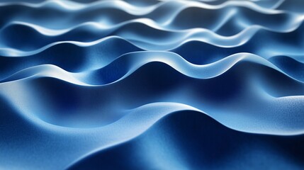 Blue fabric waves reflecting light in a soft and textured pattern