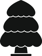Black silhouette of a tree with rounded crown standing on the ground