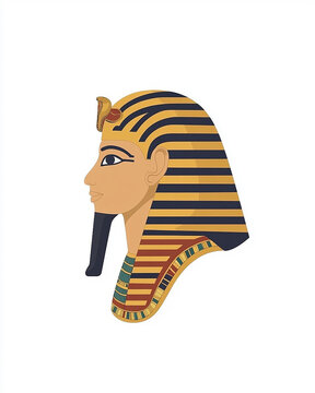 Ancient Egyptian pharaoh illustration in profile. Ancient Egyptian illustration design art isolated on a white background 