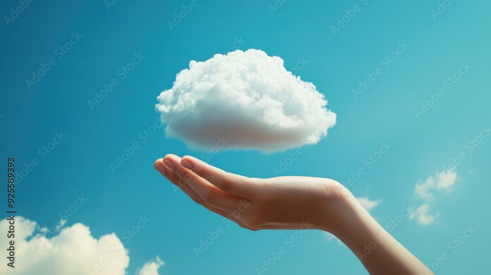 Poster create 20 prompts for stock photos related to cloud computing with 100-250 characters and ending wit