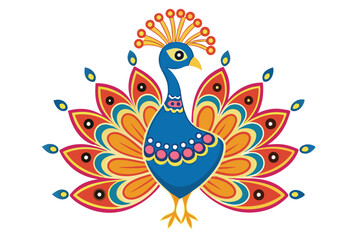 peacock style rangoli design vector silhouette 