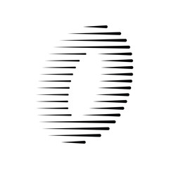 Number 0 with Abstract Line Pattern