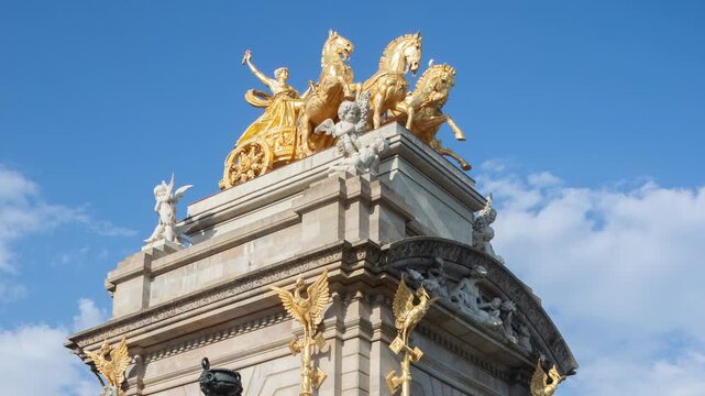 gold statue in parc ciutadella in barcelona