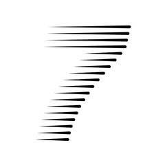 Number 7 with Abstract Line Pattern