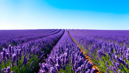 Field with rows of blooming lavender. Provence in France isolated with white highlights, png