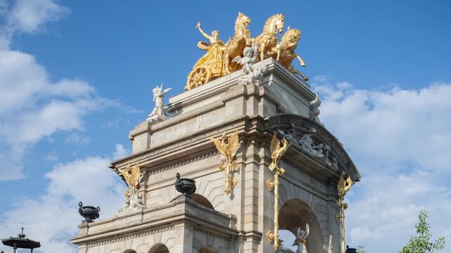 gold statue in parc ciutadella in barcelona