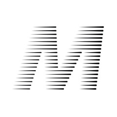Letter M Logo with Abstract Line Pattern Isolated On White Background