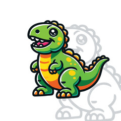 Cute Cartoon Dinosaur Logo, Playful Green Dino Character, Fun and Adorable Dinosaur Mascot Design
