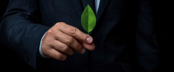 Environmental Law For Sustainability: Businessman Touching An Icon Symbolizing Environmental Legislation