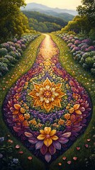 Mandala Garden Path Buddhism, Hinduism Religion Spiritual Symbol