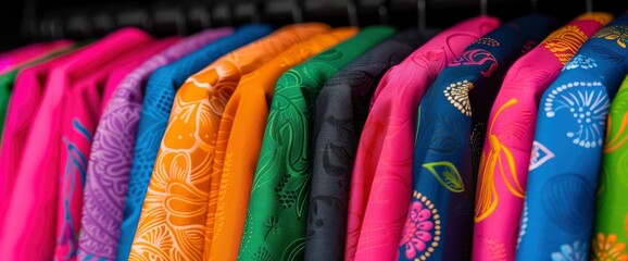 Rack Of Colorful Elephant Pants, Famous Thai-Style Clothing, Displayed In A Bustling Night Market