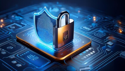 A high-tech illustration design with the text Safety Payment. with a shield and lock icon. the concept of safe and secure payment transaction, 